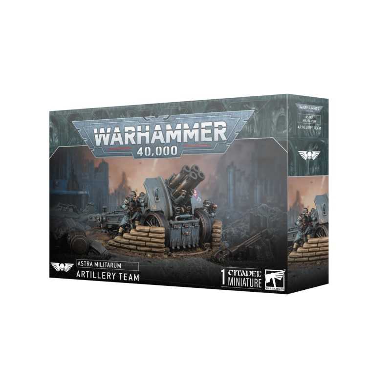 Miniaturas de la Dotación de Artillería de Campaña de Astra Militarum para Warhammer 40,000 de Games Workshop.
