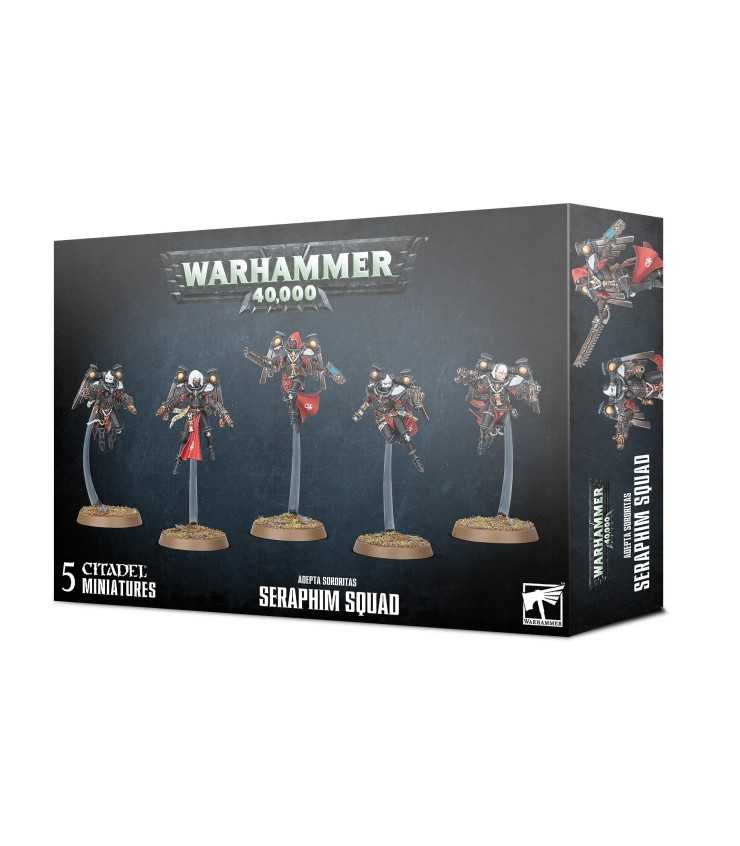 Miniaturas de la Escuadra de Serafinas de Adepta Sororitas para Warhammer 40,000 de Games Workshop.