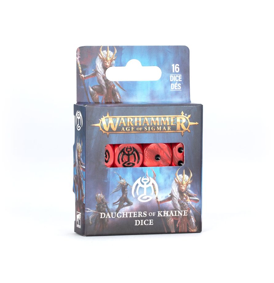 Set de dados oficiales Daughters of Khaine para Warhammer Age of Sigmar de Games Workshop.