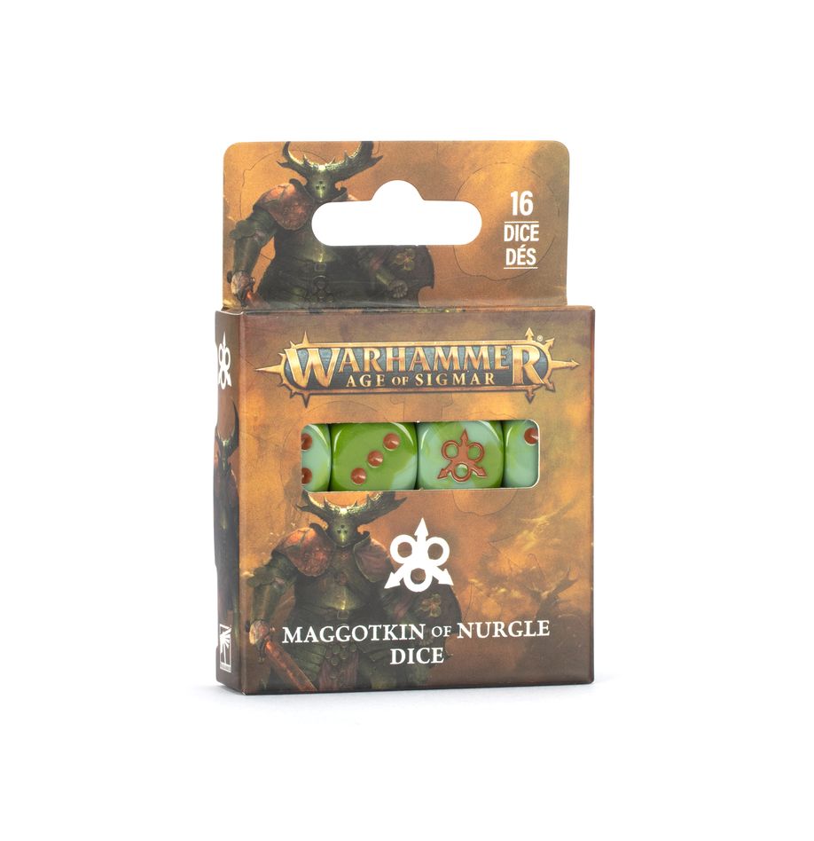 Set de dados oficiales Maggotkin of Nurgle para Warhammer Age of Sigmar de Games Workshop.