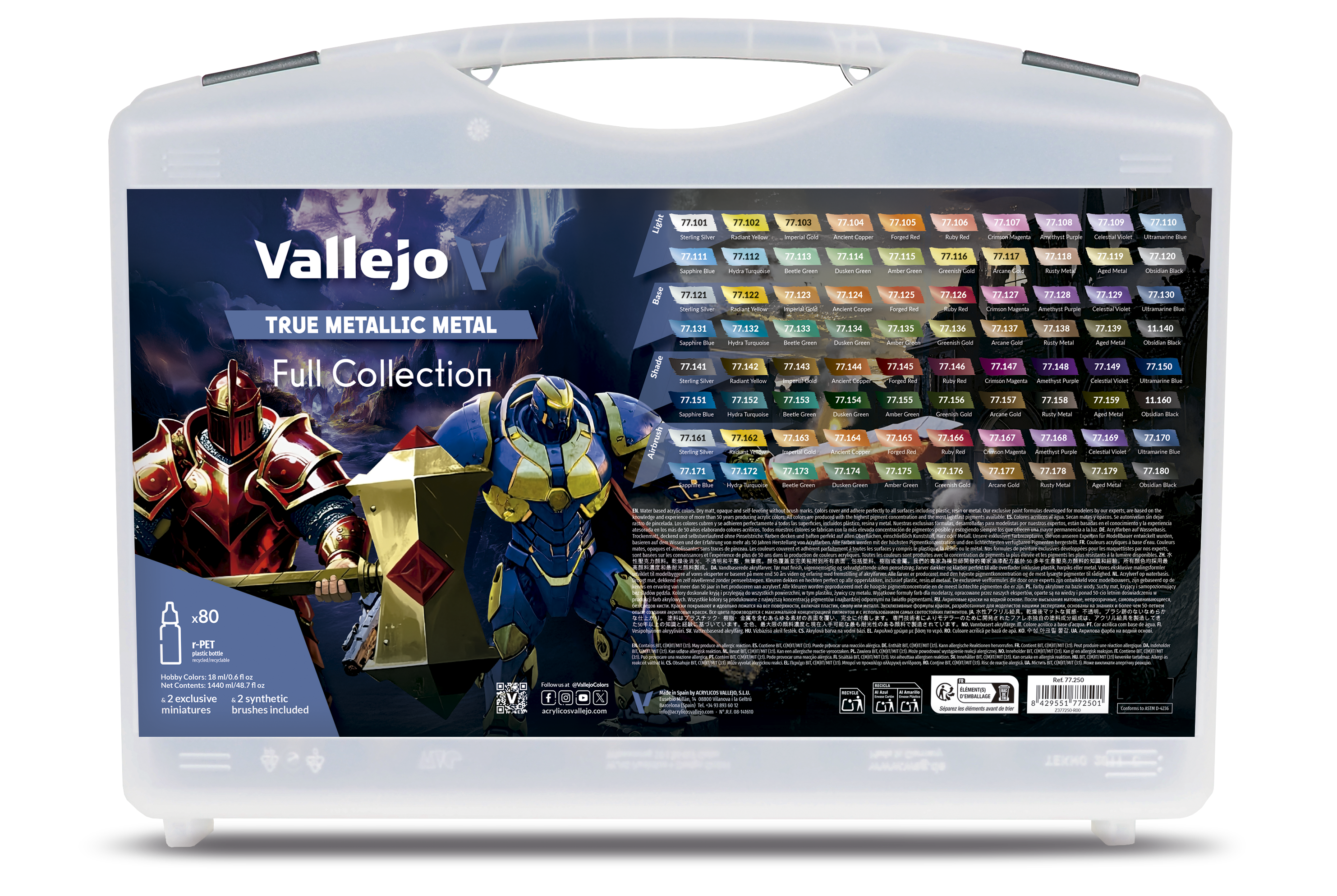Vallejo True Metallic Metal Maletín 77250 – Set Completo 80 Colores
